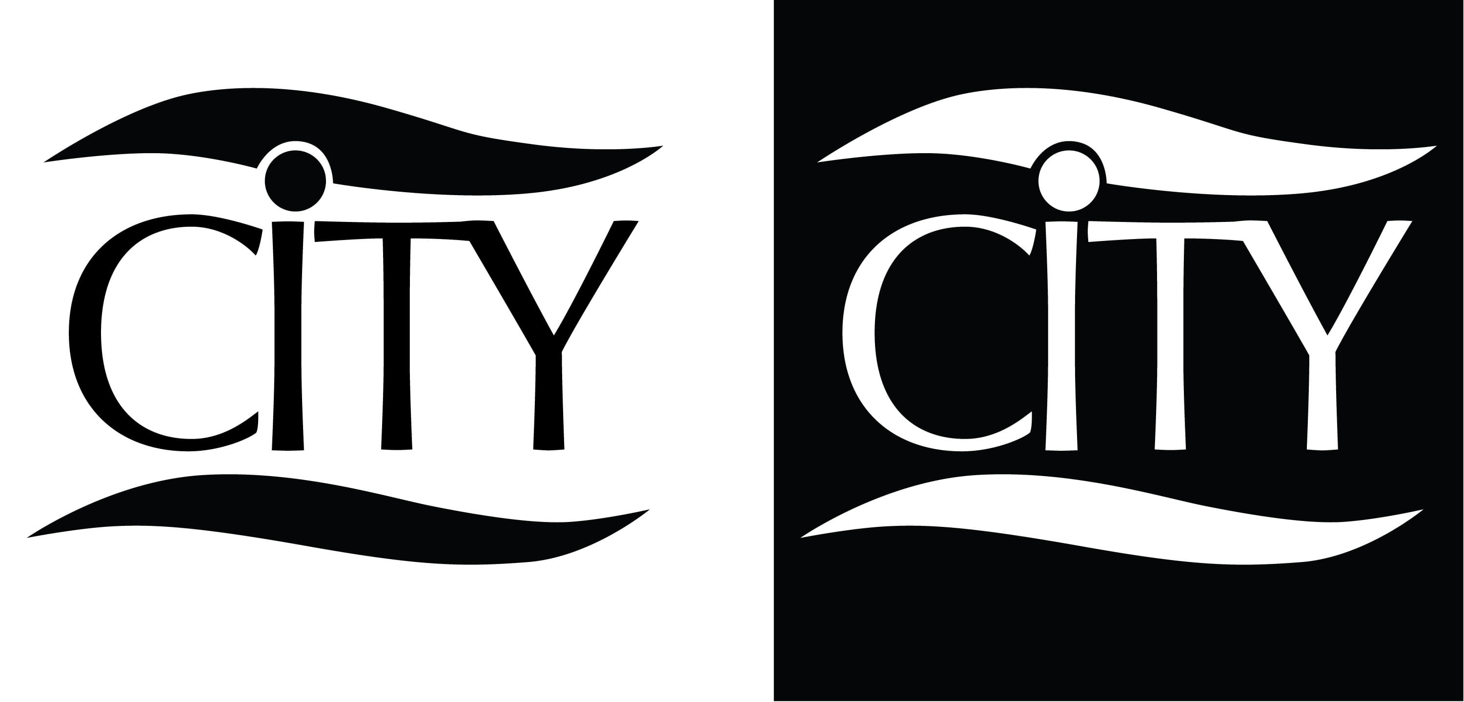 CITY Clean And Simple White Logo on Black background and white logo on black background